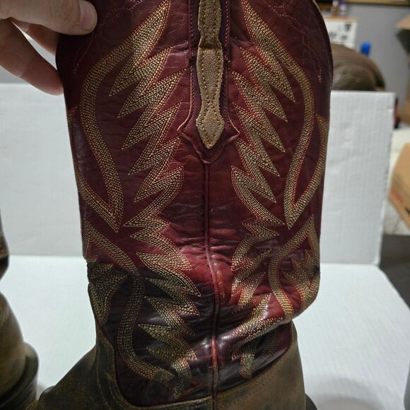 Lucchese Boots Men\'s 8.5 Brown Red Western Cowboy Square Toe CZ35037 main image 10